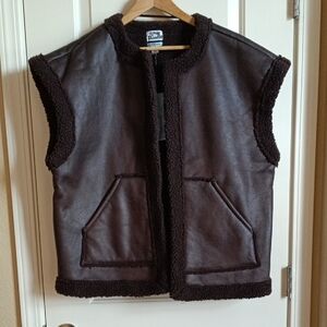 Future Collective Target Brown Lined Leather Vest